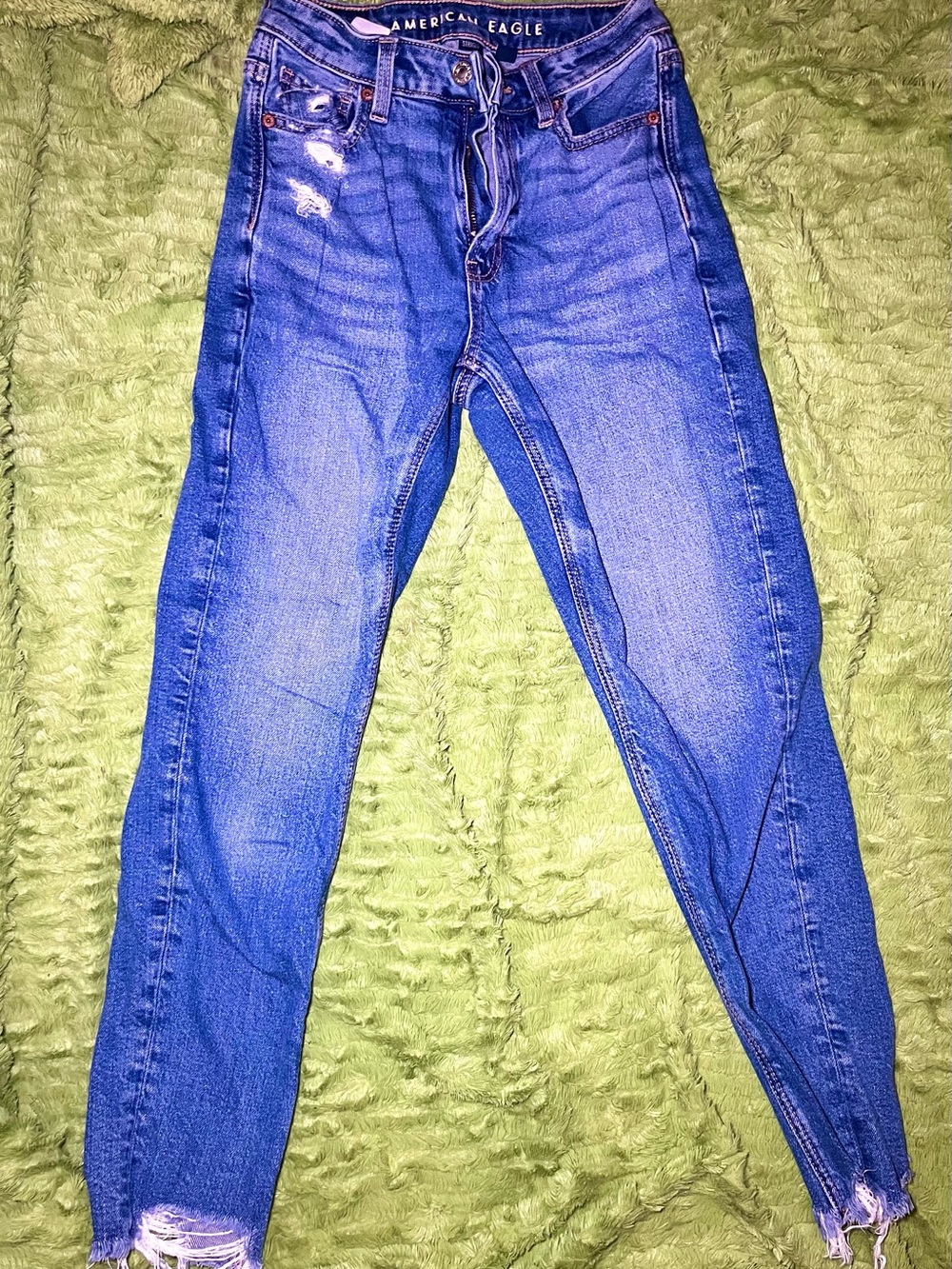 American Eagle Outfitters Blue Women's High-Rise Straight Leg Jeans